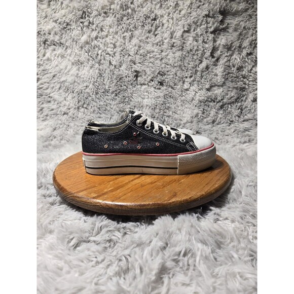 Y2K Skecher Womens Size 8.5 Sparkle Platform Low Embroidered Floral Bottom Shoes - Picture 3 of 10